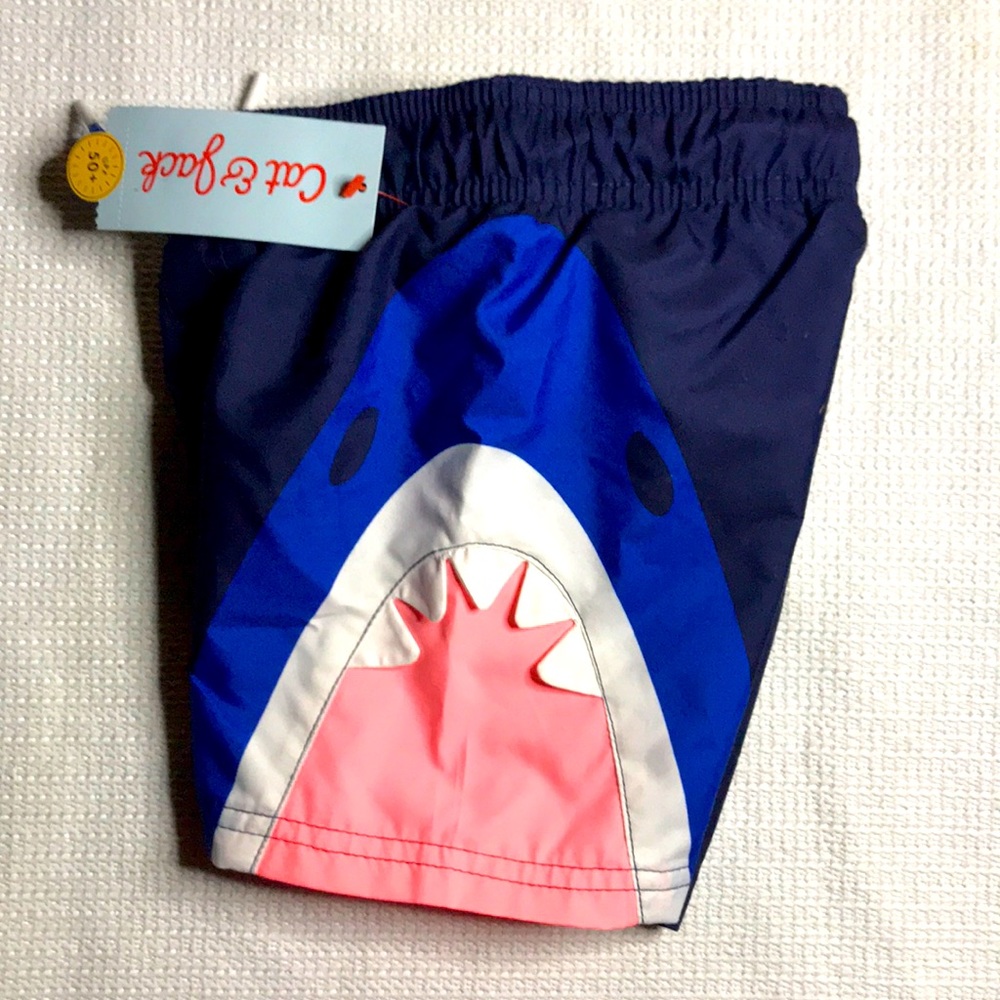 Cat & Jack UPF 50+ Blue Shark Swim Trunks Shorts